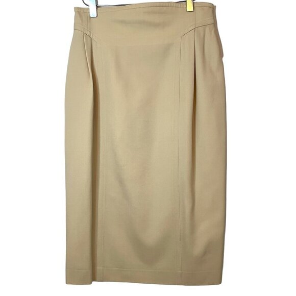 Escada Margaretha Ley Wool Pencil Skirt Tan Size 10 - Picture 1 of 8